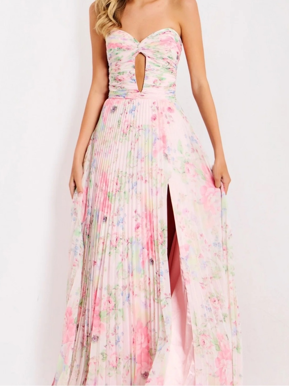 Jovani Floral Strapless Dress